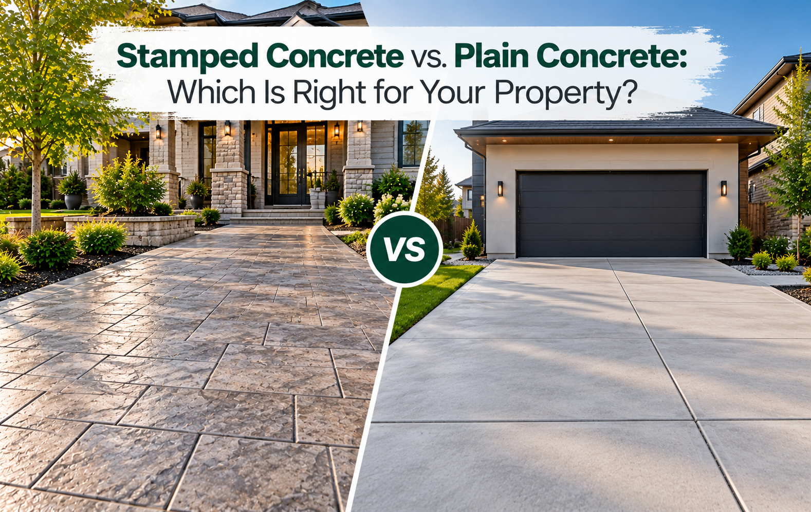 Stamped concrete vs plain concrete in Bolton, ON